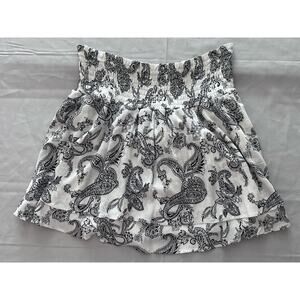 Alya White Women’s Black Paisely Fit & Flare MIDI Skirt- M